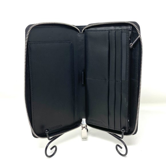Calvin Klein Caviar Travel Zip Mens Wallet Leather Premium Black 47200017 - Picture 4 of 6